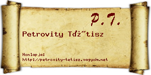 Petrovity Tétisz névjegykártya